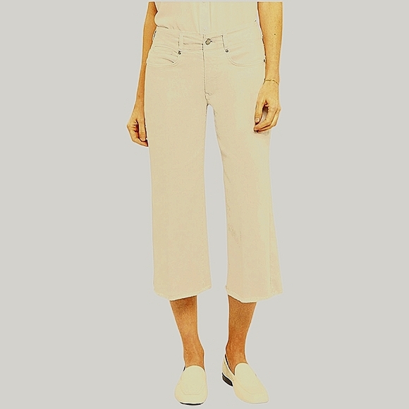 NYDJ Tummy Control 5-Pocket Lift Tuck Wide Leg High Rise Raw Hem Capri Jeans - Picture 10 of 11